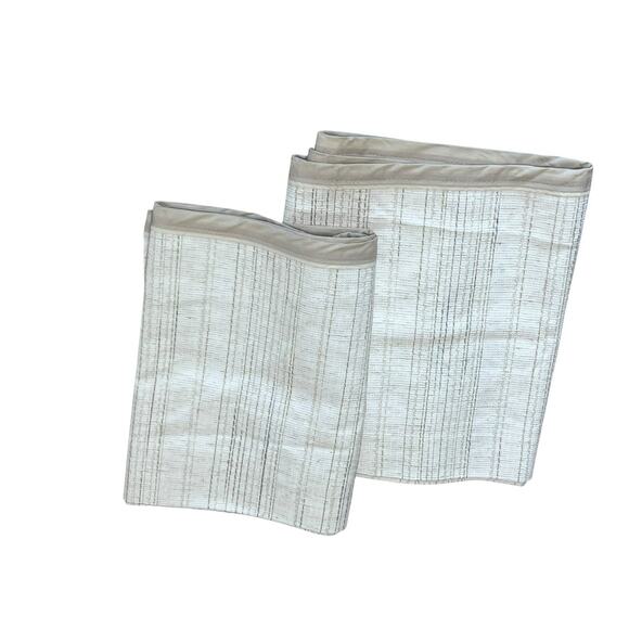 70s Look BURLINGTON HOUSE Pair Textured Weaves VALANCES Ivory Beige Neutrals 82" - Picture 5 of 6